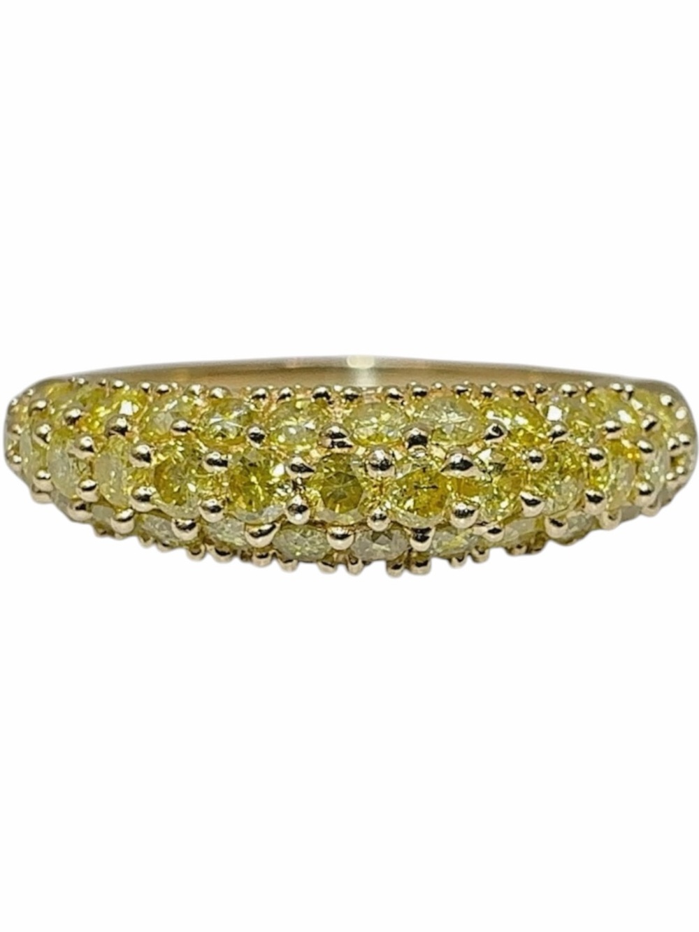 14K Solid Gold Yellow Diamond Pave Stackable Statement Band Estate Size 7